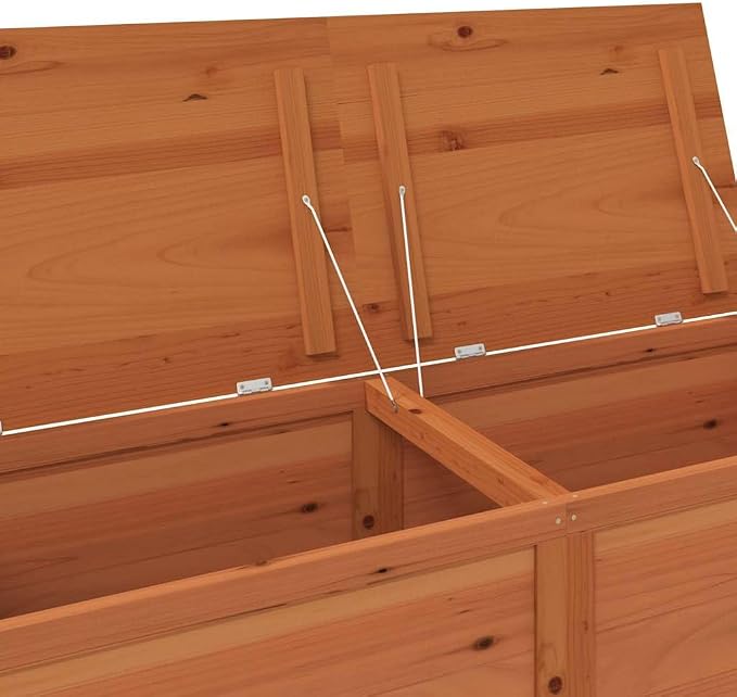 Patio Cushion Storage Box Outdoor 59.1x19.7x22 Inches Solid Wood Fir Garden Furniture Organizer for Pillows Blankets Toys Waterproof Brown Deck Box