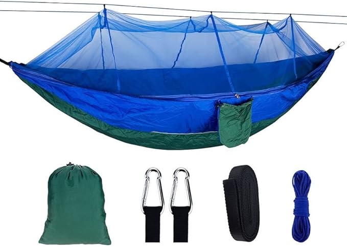 Swing Set Camping Hammock with Net, Lightweight Parachute, Outdoor Nylon Net Hammock Camping Swing Seat (Color : Pink)