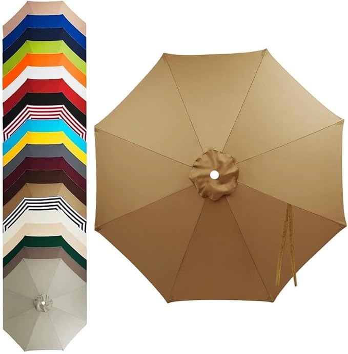 11ft – 8 Ribs Patio Umbrella Replacement Canopy,Waterproof UV-Resistant Outdoor Round Umbrella Top Cover for Outdoor Garden Deck Backyard