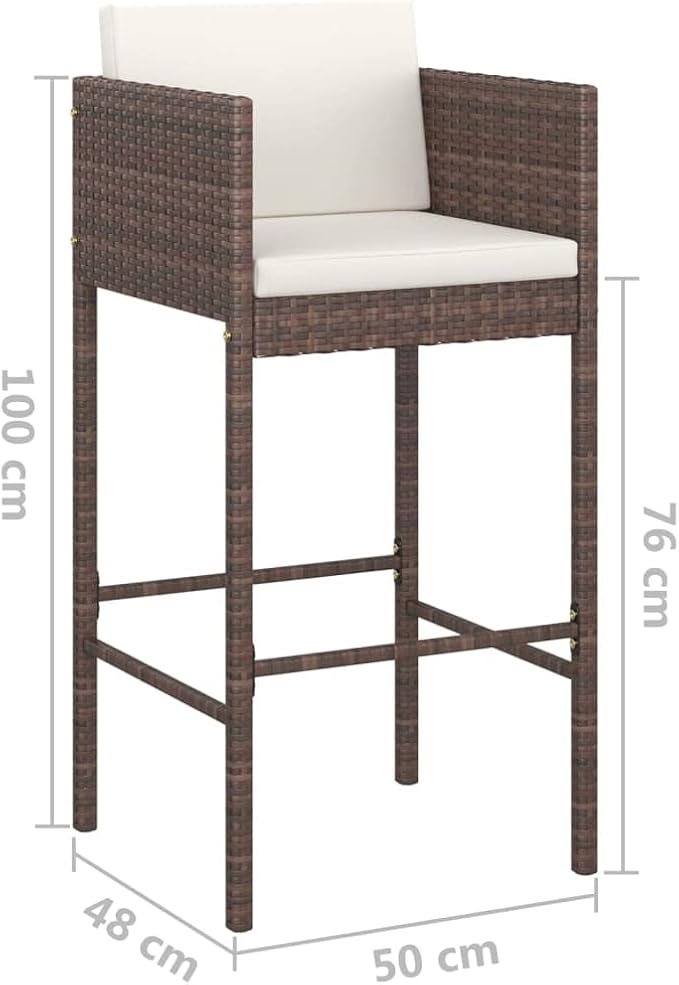 Patio Bar Set with Cushions,Outdoor Table and Chairs Set,Terrace Conversation Set Furniture,Outdoor Furniture,for Garden,Backyard,5 Piece Poly Rattan Brown