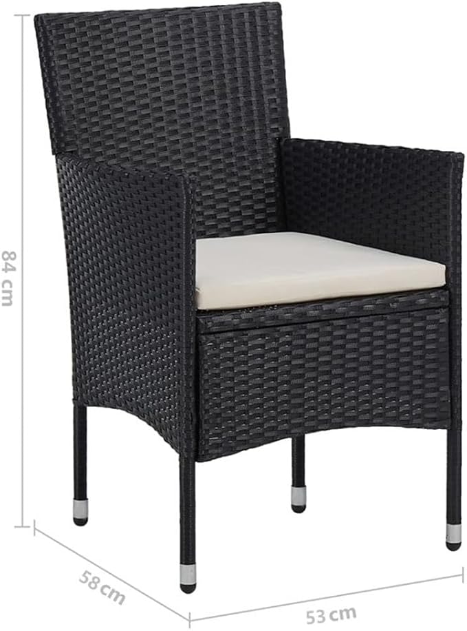 Afuera Living 5-Piece Synthetic Poly Rattan Patio Dining Set, Black and Brown Finish, Powder-Coated Steel Frame, Removable Cushions, Weather-Resistant, Contemporary Style for Outdoor Garden or