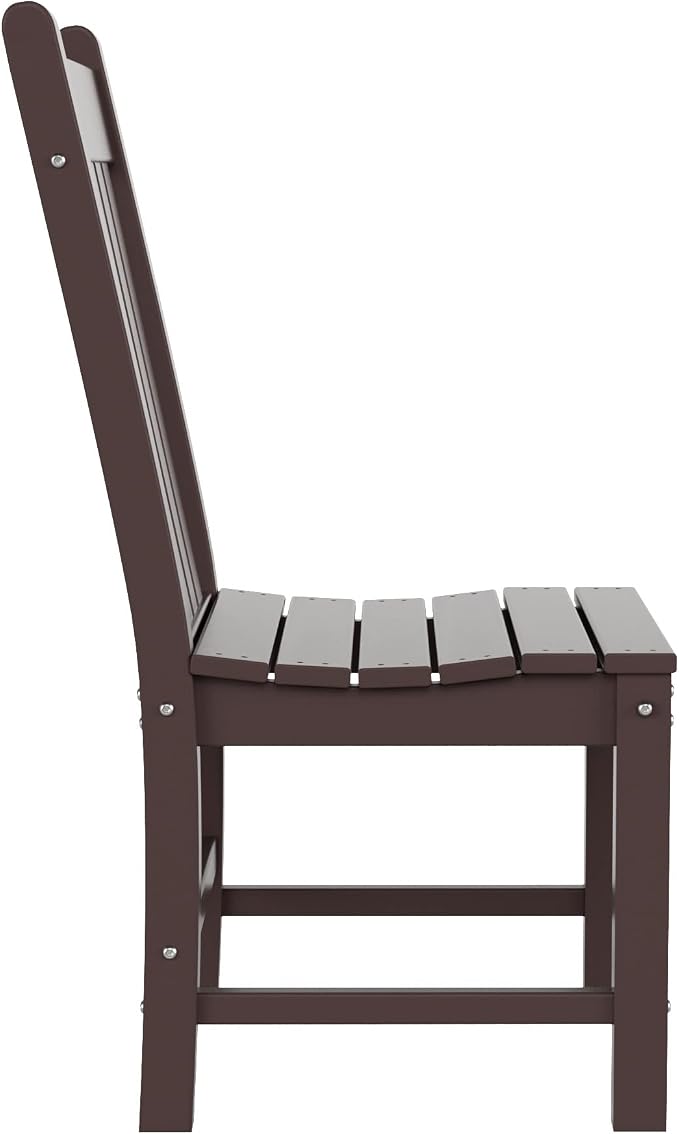 WO Home Furniture Adirondack Patio Dining Chair Table Bench Set of 6 PCS Rectangle Dinner Table Dining Armless Chairs (Dark Brown)