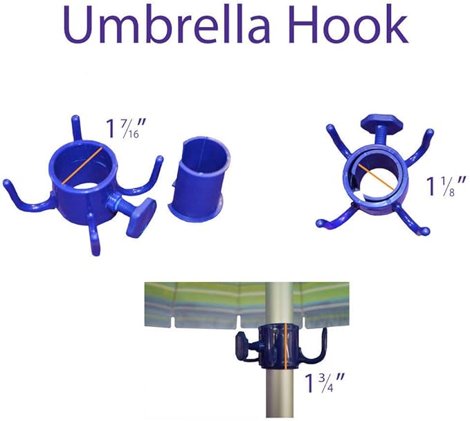 Impact Canopy 8' Beach Umbrella with Umbrella Towel Hook, UV Protected, Vented, Tilt Pole, Sand Anchor, Carry Bag, Rainbow