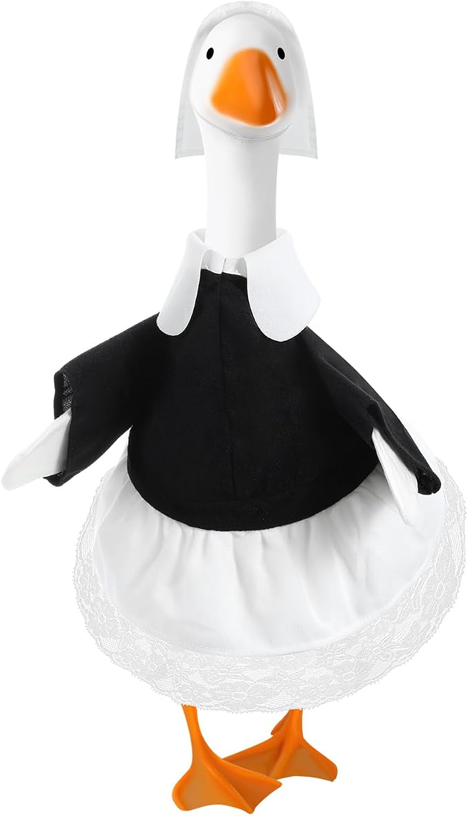 Pilgrim Goose Outfit Lawn Porch Thanksgiving Clothes Costume for 23" Cement Goose Outdoor Garden Yard Decor(Pilgrimage)