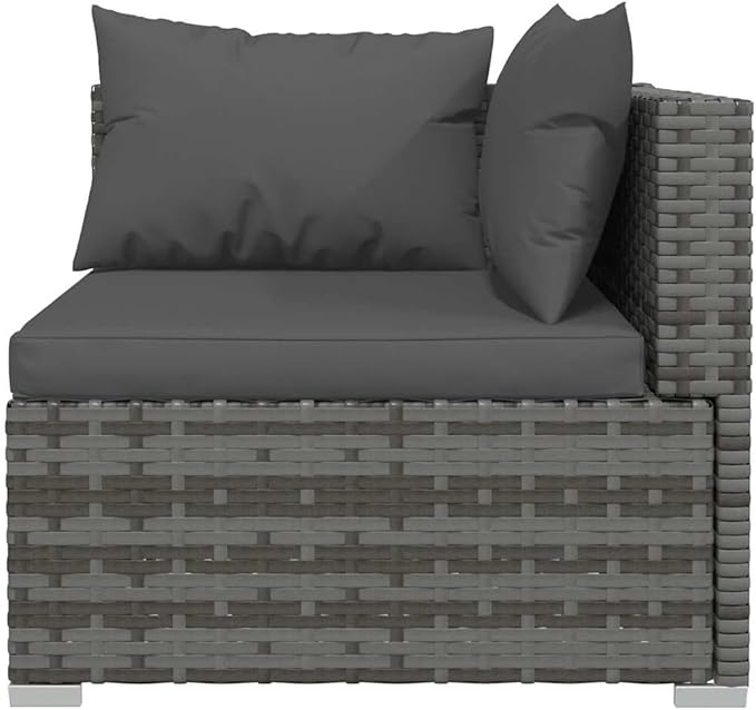4 Piece Patio Lounge Set with Cushions, Patio Conversation Set Porch Furniture Set Outdoor Sofa Sets Front Porch Furniture for Piazza Negotiation Area Exhibition Poolside Gray Poly Rattan