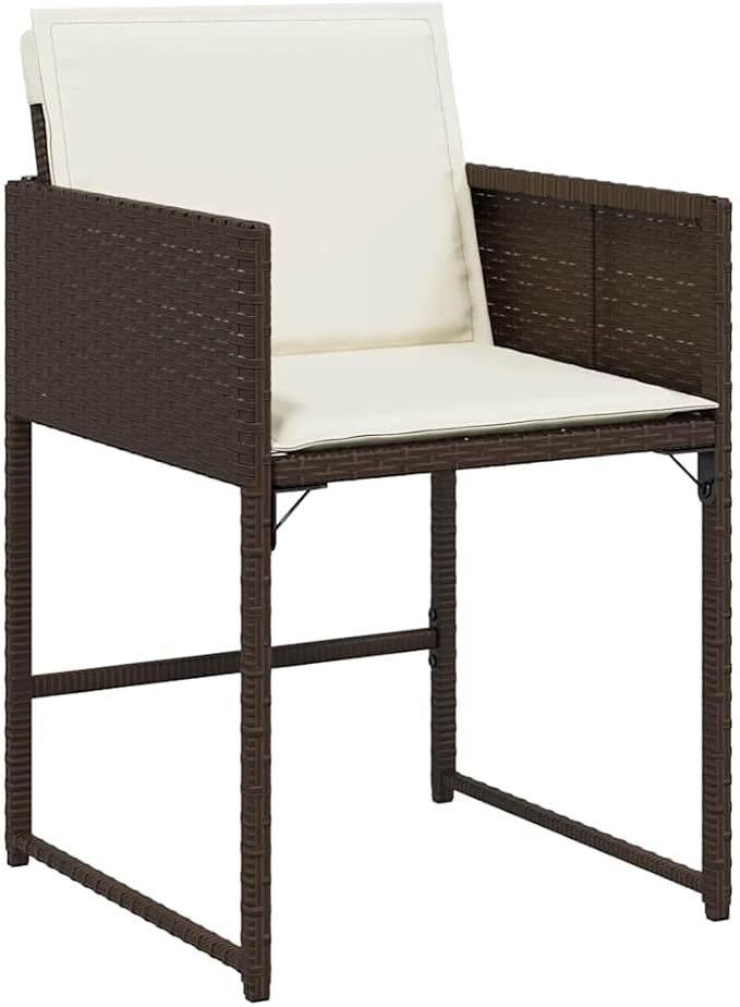 17 Piece Garden Dining Set Brown and Cream White with Cushions Patio Conversation Sets for Outdoor Dining Gardens Patios