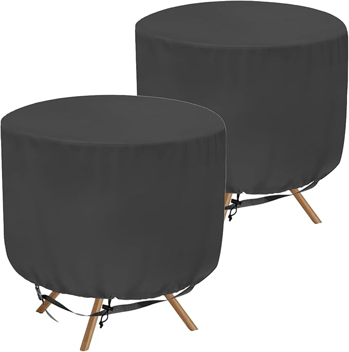 Patio Table 2 Chair Cover (Black), 23" DIA X 18"H, Portable Propane Grill cover, Outdoor Patio Furniture Cover Waterproof for Coffee Table, Hot Tub Side Table with 7.5 Gallon Beer and Wine Cooler