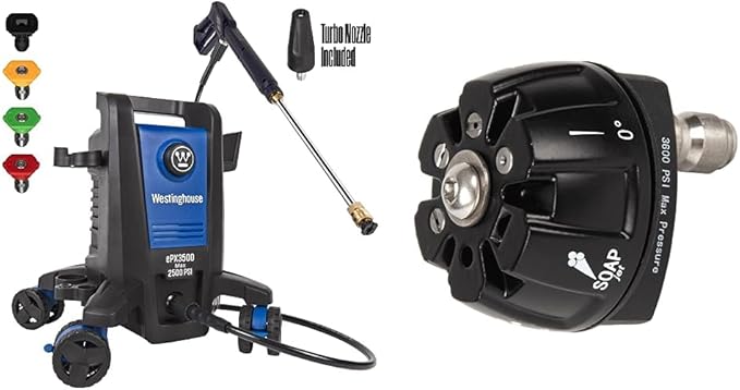Westinghouse ePX3500 Electric Pressure Washer, 2500 Max PSI 1.76 Max GPM & Pressure Washer 6-in-1 Nozzle Attachment