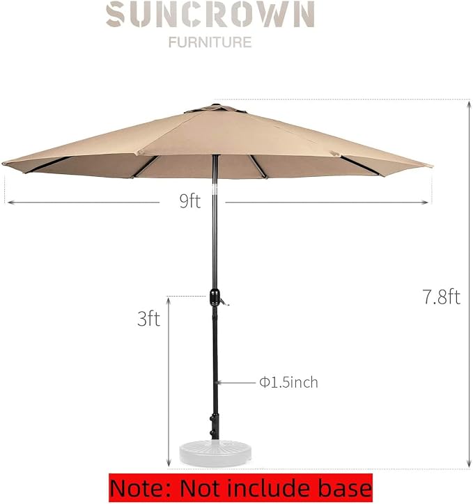 SUNCROWN 6-Piece Outdoor Dining Set, All Weather Patio Furniture Sets with 4 Black Swivel Textilene Mesh Chairs & Square Metal Table & 1 Brown 9Ft Umbrella for Deck Garden Backyard Poolside