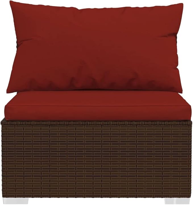 7 Piece Patio Lounge Set with Cushion, Furniture Conversation Sets Piece Patio Set Patio Lounge Set Outdoor Patio Sectional s Poly Rattan Brown