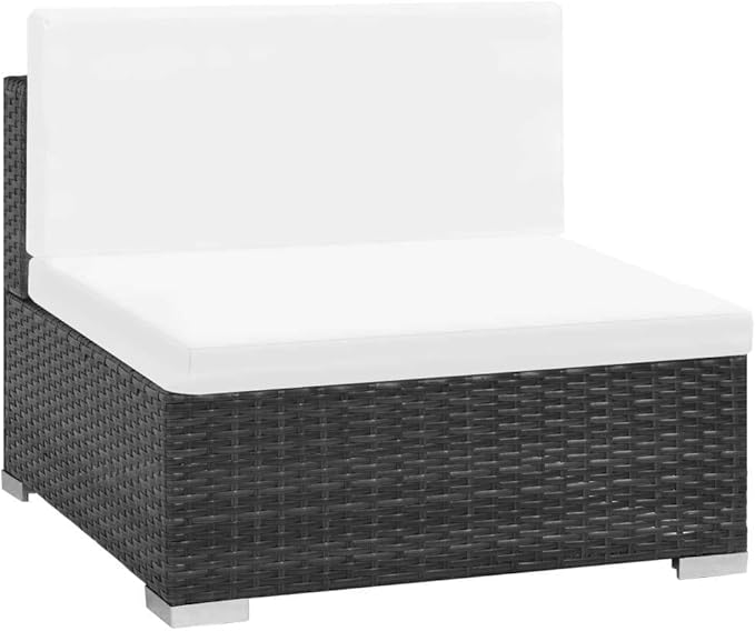 vidaXL Patio Furniture Set 6 Piece, Patio Conversation Set with Cushions, Outdoor Sectional Sofa with Table for Garden, Scandinavian, Poly Rattan Black