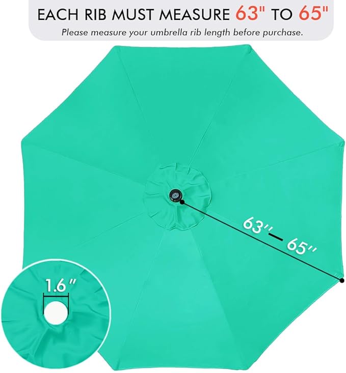 ontheway 11FT Patio Umbrella Enhanced Replacement Canopy Market Table 8 Ribs Umbrella Canopy