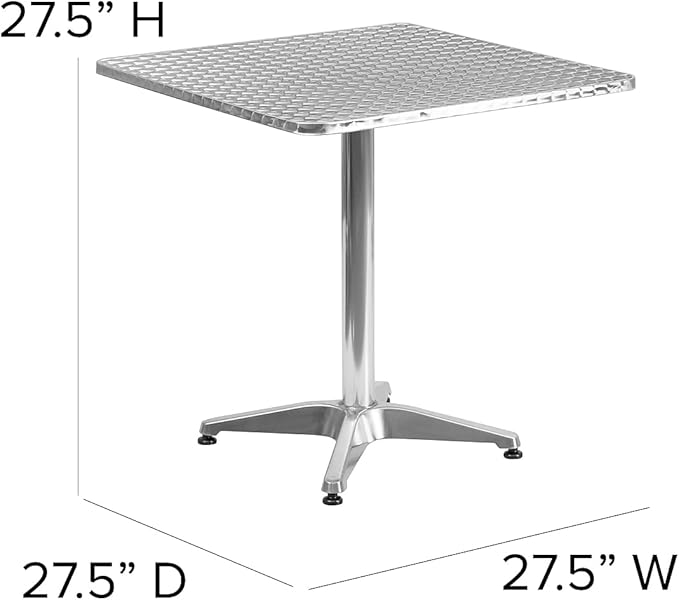 Flash Furniture Mellie Commercial Grade 27.5" Square Aluminum Indoor-Outdoor Table with Base