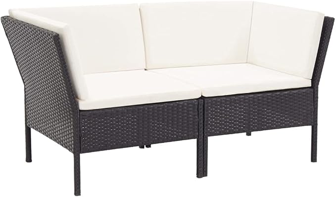 Patio Sofa Set with Cushions,Patio Lounge Set,Outdoor Furniture,Outdoor Furniture Sets,Patio Conversation Sets,for Garden,Deck,Backyard,6 Piece Poly Rattan Black