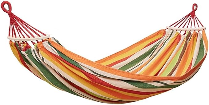 Outdoor Anti-Rollover Double Hammock, Portable Canvas Swing for Beach, Camping Equipment with Storage Bag, Load Bearing 300kg/661.4lbs(Orange)