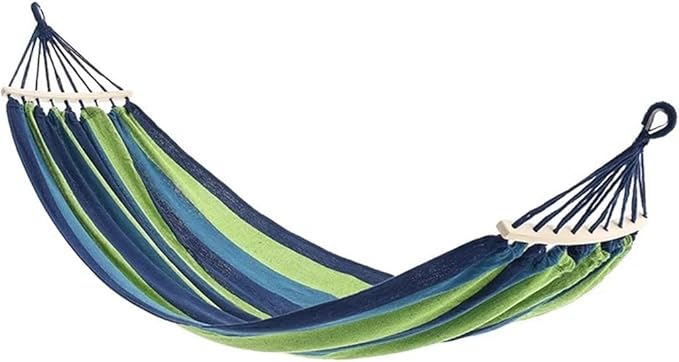Single Hammock for Garden, Breathable Canvas Hammock Chair with Ropes/carabiners, Rest/Sleep, Load Bearing 250kg/551.2lbs(Blue-Green)