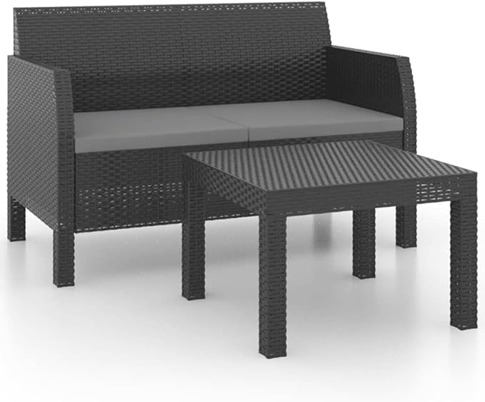 Patio Lounge Set with Cushions,Outdoor Conversation Furniture Sets,Outdoor Furniture Sets,for Lawn,Garden,Backyard,2 Piece PP Rattan Anthracite