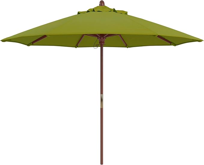 California Umbrella 9' Premium Commercial Hardwood Patio Umbrella, Manual Lift With Olefin Kiwi Fabric