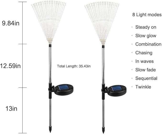 Solar Christmas Lights Outdoor, 2 Pack 150 LEDs Solar Firework Lights, 8 Modes Fireworks Lights for Landscape Pathway Yard Decorative Outside, Colorful