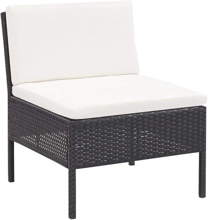 Patio Lounge Set with Cushions,Outdoor Furniture,Outdoor Furniture Sets,Patio Conversation Sets,for Garden,Deck,Backyard,6 Piece Poly Rattan Black