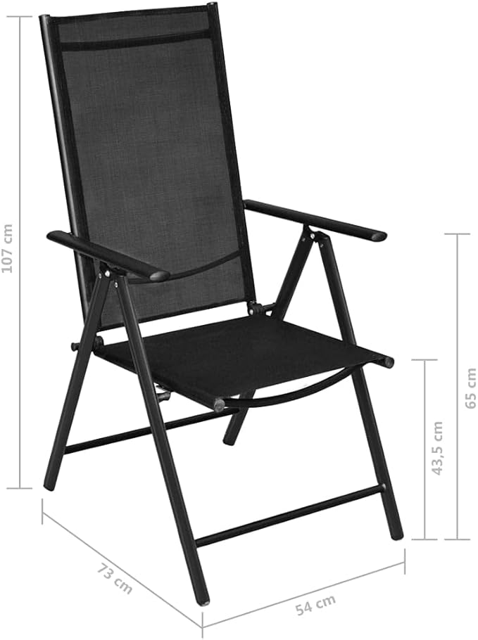 5 Piece Patio Dining Set, Sectional Sofa Front Porch Furniture Patio Conversation Set Porch Furniture Set for Negotiation Area Poolside Piazza Garden with Folding Chairs Aluminum Black