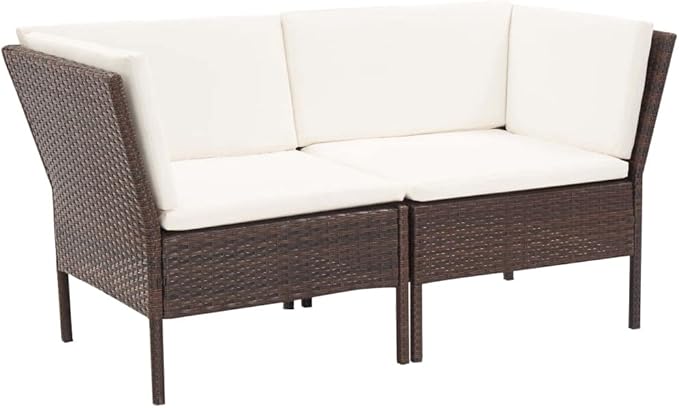 Patio Sofa Set with Cushions,Patio Lounge Set,Outdoor Furniture,Outdoor Furniture Sets,Patio Conversation Sets,for Garden,Deck,Backyard,6 Piece Poly Rattan Brown