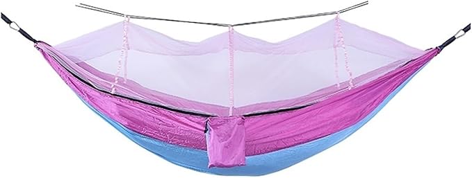 Hammock. Lightweight Portable Outdoor Camping Hammock with Mosquito Net Parachute Fabric Hanging Bed Sleeping Swing .Hammocks for Outside(Pink Sky Blue)