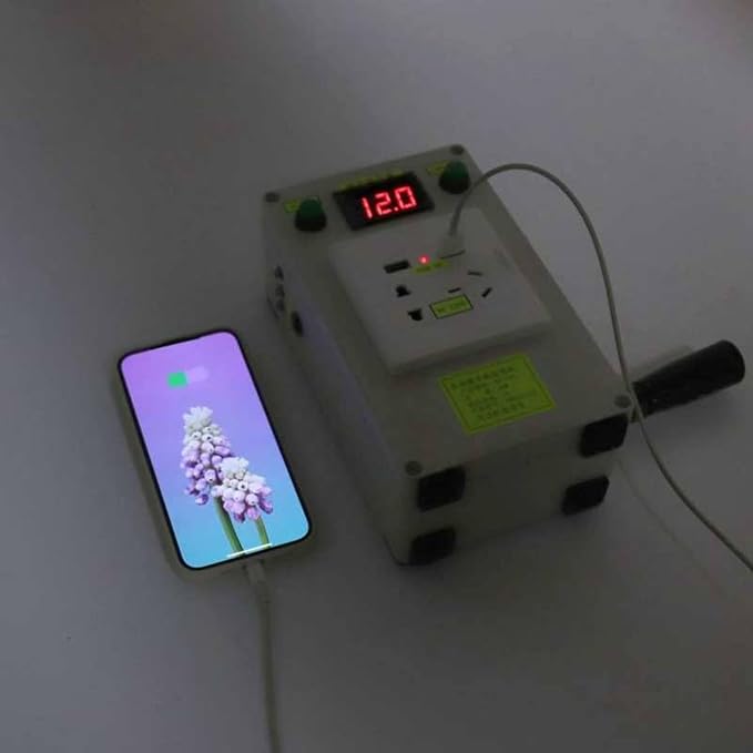 Emergency Hand Generator, 30W/150W500W Outdoor Portable Manual Hand Crank Generator with USB Charger, LED Emergency Light, Household Powerful Emergency Power Supply,30W