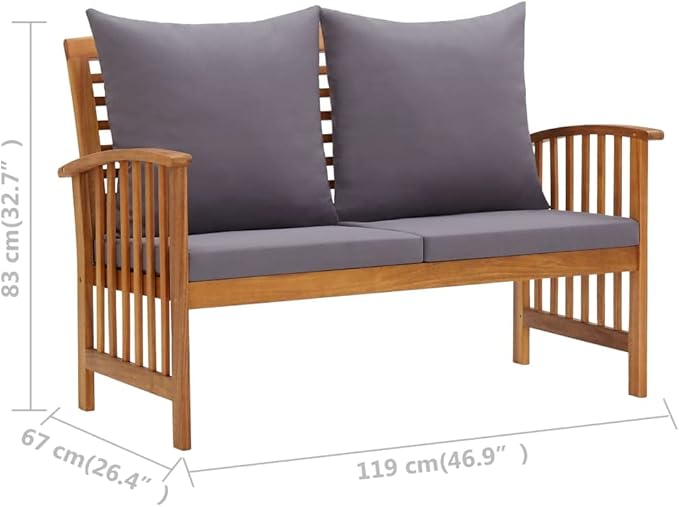 Patio Lounge Set with Cushions,Outdoor Patio Furniture,Outdoor Chat Conversation Set,Garden Furniture Sets,for Patio,Backyard,Garden,3 Piece Solid Acacia Wood