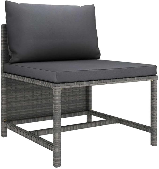12-Piece Grey Anthracite PE Rattan Modular Patio Conversation Set 23.6" Outdoor Sectional Sofa