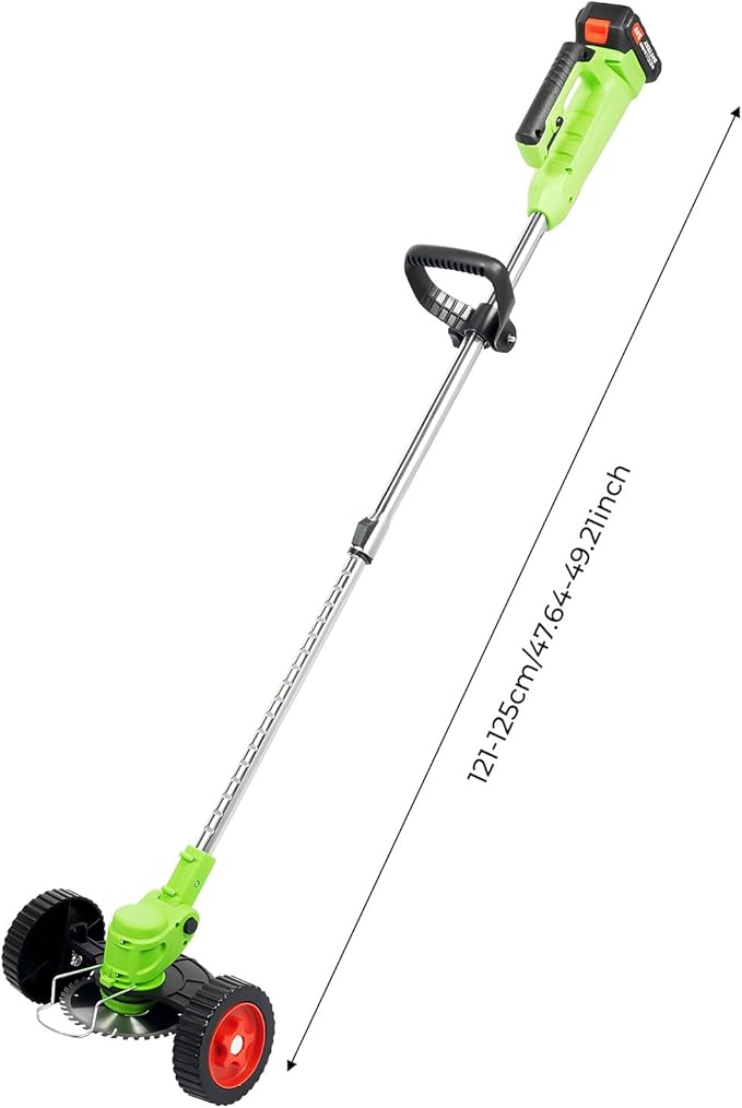 Cordless Weed Wacker Brush Cutter 3 in 1 Battery Powered Weed Eater with Wheels, Stringless Electric Grass Trimmer with 2X 24V 1300mAh Batteries, Adjustable Length & Angle for Lawn Garden