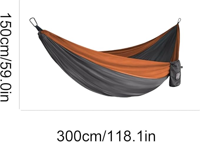 Nylon Hammock Outdoor Camping Travel Multi-Purpose Good Load-Bearing Portable Easy to Install Tree Hanging Hammock(Yellow-Gray)