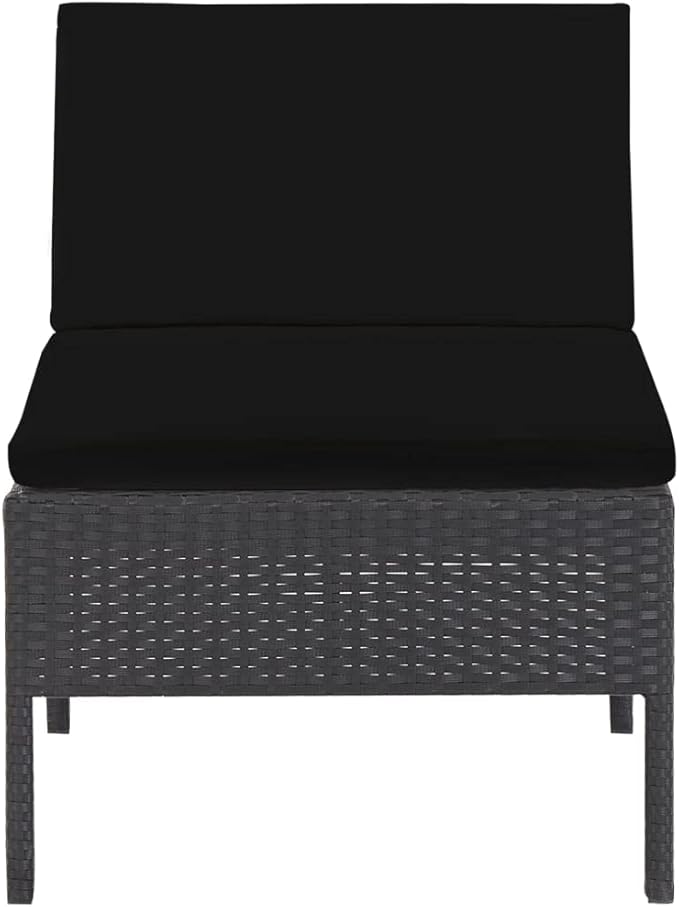 Patio Lounge Set with Cushions,Outdoor Furniture,Outdoor Furniture Sets,Patio Conversation Sets,for Garden,Deck,Backyard,6 Piece Poly Rattan Black