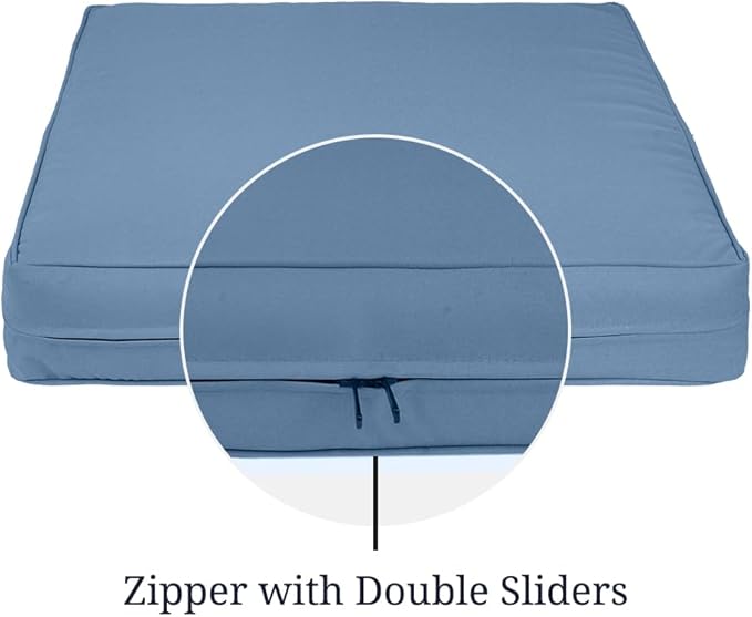 Covers & All Square Outdoor Cushion Covers for Patio Furniture Sets, Water, Tear & UV Resistant Polyester Cushion Slipcover with Zippers (Pack of 2) (24" L x 24" W x 4" Thick, Sky Blue)
