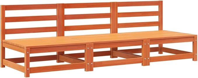 27.6" Modular Outdoor Sofa, Patio Sectional Armless Couch in Waxed Solid Pine Wood, Small Space Balcony Furniture Set for Garden, Terrace or Backyard