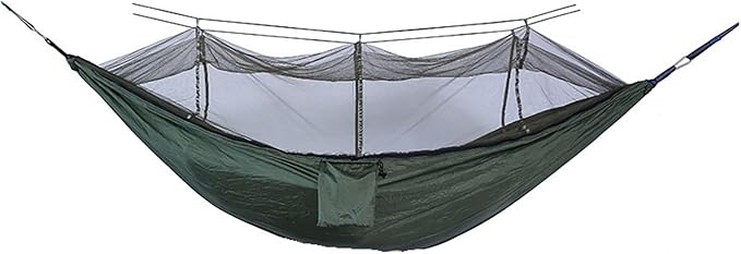 Hammock. Outdoor Camping Parachute Cloth Portable Anti Rollover and Anti Mosquito Hammock .Hammocks for Outside(Deep Army Green)