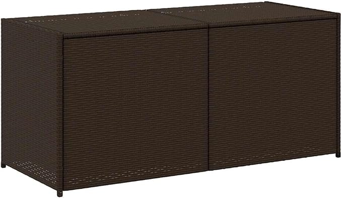 Garden Storage Box 74.8 Gallon Brown Poly Rattan Outdoor Deck Box with Inner Liner, Rectangular Patio Furniture Storage Bin for Cushions and Garden Tools, 47.2 x 19.7 x 22 Inches