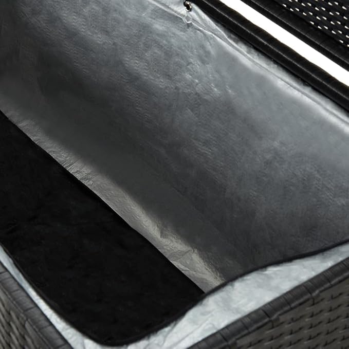 Patio Storage Box Deck Storage Box Outdoor Storage Box Indoor Wicker Storage Bin for Patio Furniture Cushions, Pillows, Garden Tools, Poly Rattan Black, 78.7"x19.6"x23.6"