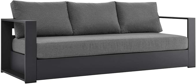 Modway Tahoe 4-Piece Fabric/Powder-Coated Aluminum Outdoor Set in Charcoal/Gray