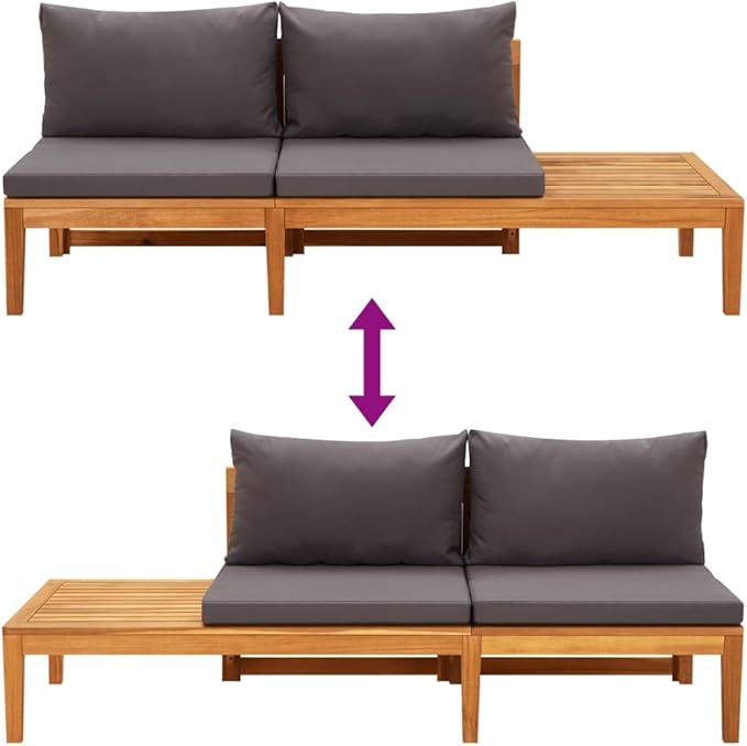 Patio Lounge Set with Dark Gray Cushions,Patio Furniture Sets,Patio Conversation Sets,Outdoor Furniture Sets,for Garden,Backyard,Outdoor,5 Piece Acacia Wood