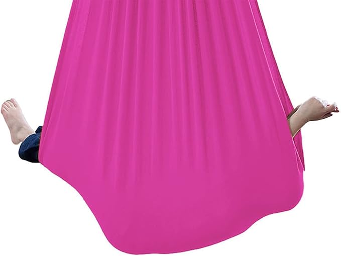 Sensory Swing for adults Indoor kids Therapy Swing Soothing Calming Snuggle Hammock durable soft strong fabric swing Beneficial to child's spatial awareness ( Color : Rose Red , Size : 1.5M x 2.8M )
