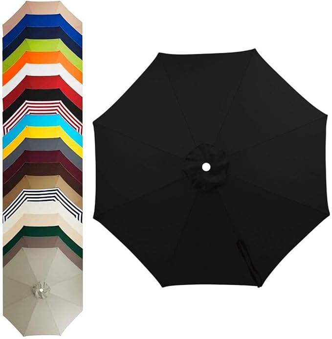 11ft – 8 Ribs Patio Umbrella Replacement Canopy,Waterproof UV-Resistant Outdoor Round Umbrella Top Cover for Outdoor Garden Deck Backyard