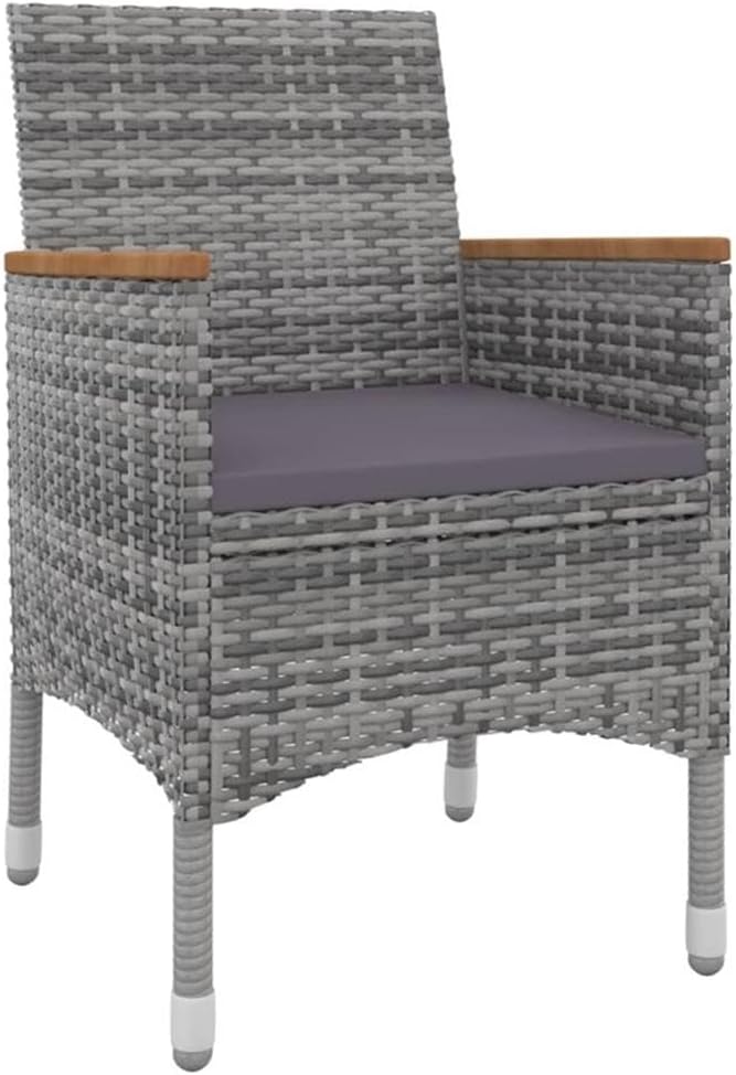 Afuera Living Contemporary Patio Dining Set, Poly Rattan in Gray, 31.5 x 31.5 x 29.1 in, Square Table with Cushioned Chairs, Weather-Resistant, Powder-Coated Steel Frame, Modern Design for Garden or