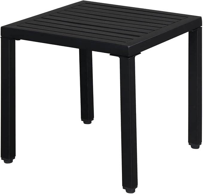 Outdoor Terrace Weather Resistant Coffee Table 19 * 19 * 18" Simple Iron Side Table Black