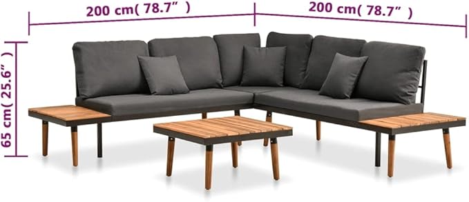 Patio Lounge Set with Cushions,Outdoor Tables and Chairs,Outdoor Furniture Sets,Patio Conversation Sets,for Garden,Deck,Backyard,4 Piece Solid Acacia Wood