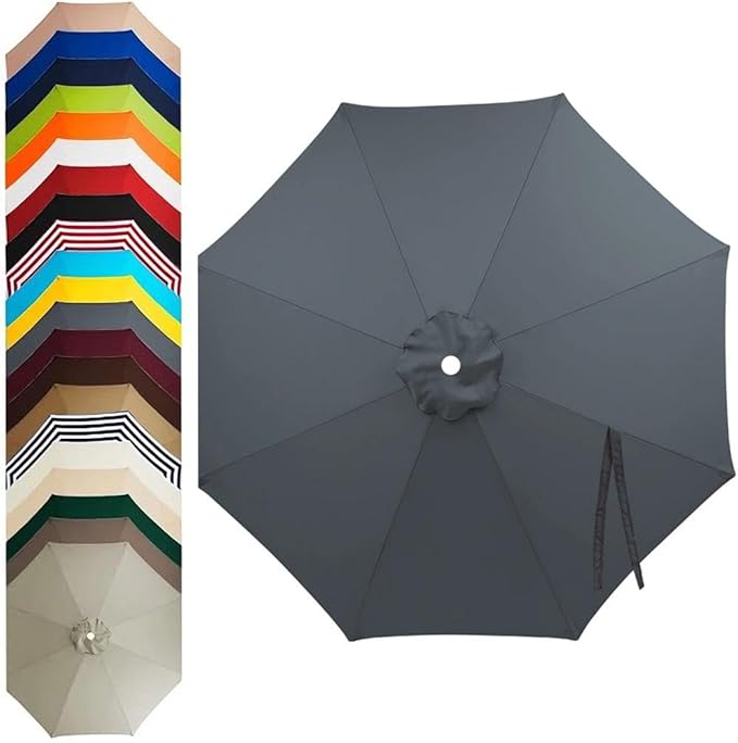 11ft – 8 Ribs Patio Umbrella Replacement Canopy,Waterproof UV-Resistant Outdoor Round Umbrella Top Cover for Outdoor Garden Deck Backyard