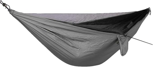 Hammocks, 2Pcs Hammock with Net Sleeping Netting for Travel Foldable Hammock with Fly Mesh for Outdoor Backpacking Backyard Hiking,for Outside(Light Gray)