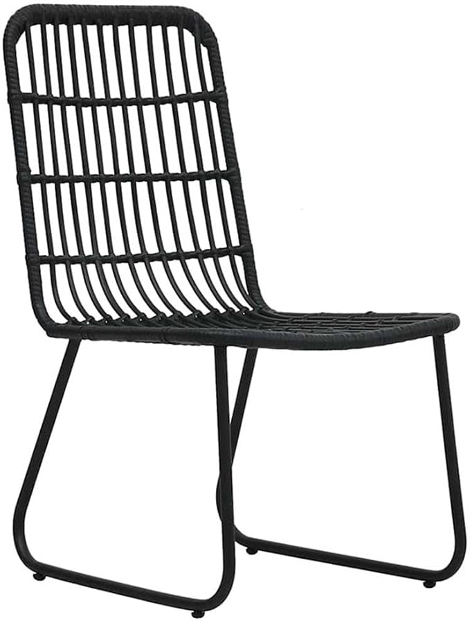 Afuera Living 5-Piece Patio Dining Set, Poly Rattan, Powder-Coated Steel & Glass, Black Finish, Square Table & Comfortable Chairs, Modern Outdoor Furniture for Garden, Terrace, or Balcony Use