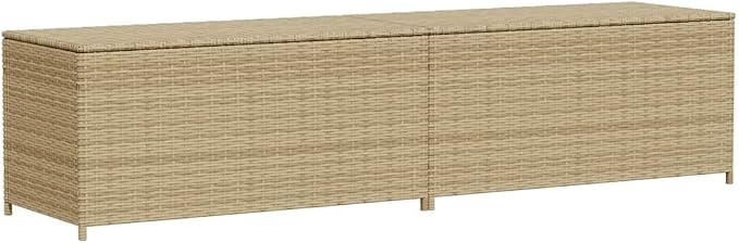 Durable PE Rattan Storage Box with Gas Spring for Outdoor Cushion Storage, Large Garden Box in Mix Beige