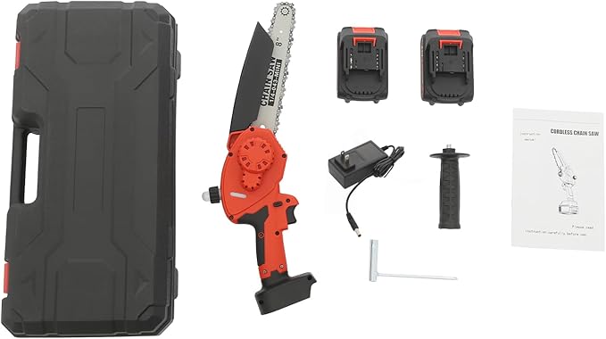 21V Mini Chainsaw 8 inch, 800W Electric Chainsaw Cordless, Brushless Chain saw with Carrying Case & 2x2000mAh Batteries, Battery Powered Saws Handheld Chain Saw for Wood Cutting